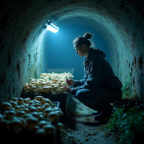 Eine Pächterin markiert in einer Bunkeranlage Pilze, deren Nutzung der Eigentümer jahrelang trotz eines Räumungstitels duldete, bevor er diesen überraschend doch vollstrecken konnte.